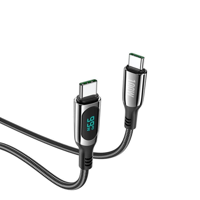 PD 100W USB Type C PD3.0 Fast Charging Cable 20V/5A USB3.2 Compatible with Thunderbolt 3/3.2 Fast Data Transfer 10Gbps, 8K 60Hz video output,with Digital Display real-time charging status 1m long