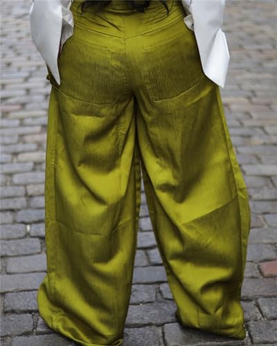 Women's Cargo Pants High Waisted Satin Flowy Pants Wide Leg Casual Pants2