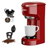 X WINDAZE Single Serve Coffee Maker for K Cup Pod & Coffee Ground, Mini One Cup Coffee Brewer with F