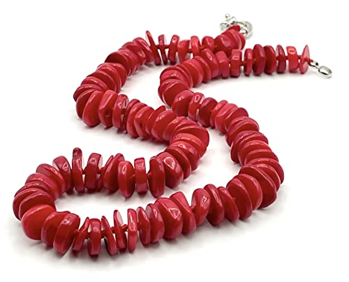 Collier Longue en Corail Rouge, Pierres de Gemmes, Bijoux Artisanaux, Cadeau pour Femmes