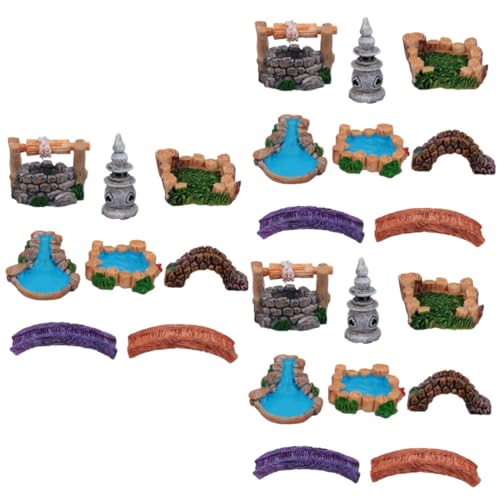 Operitacx Pz stagno del ponte del micro paesaggio laghetto dei pesci del giardino delle fate nascondiglio del terrario contenitori faro decorazioni scenografiche in resina Home decor mini