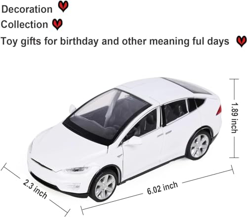 Image of Invite Enterprise Exclusive Alloy Metal Pull Back Die-cast Car 1:32 Tesla X90 Diecast Metal Pullback Toy car with Openable 6 Doors, Light Music Boys Gifts Toys(1:32 Tesla X90 - White)