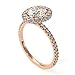 CaratYogi 18k Rose plaqué Or Blanc cubique Zirconia Halo Bague de Conception de Mariage Ovale Engagement de Mariage Bijoux à la Main pour Femmes Filles Disponibles en Taille: 54