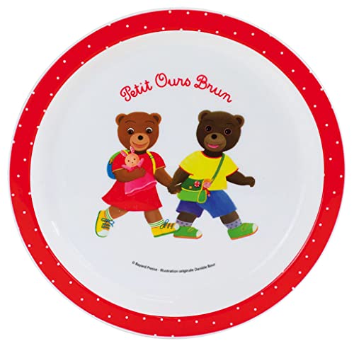 Fun House 005441 Little Brown Bear Microwaveable Plate for Children Polypropylene White 22 x 22 x 1 cm