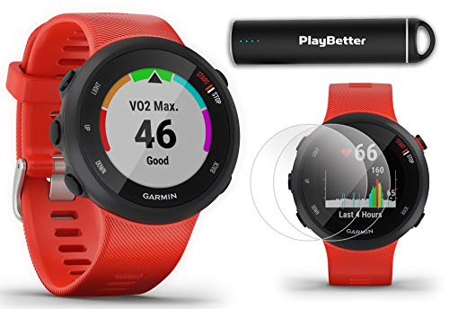 Garmin Forerunner 45 (Lava Red) Running GPS Watch Power Bundle | +HD Screen