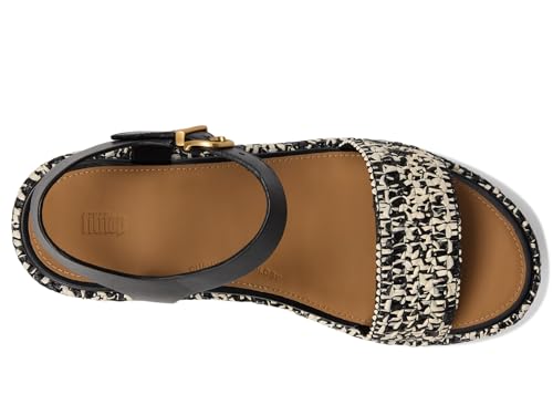 FitFlop Women’s Platfforms Woven Wedge Ankle-Strap Sandals Black/Ivory Mix 8 Medium by FitFlop - Used condition - Image 4