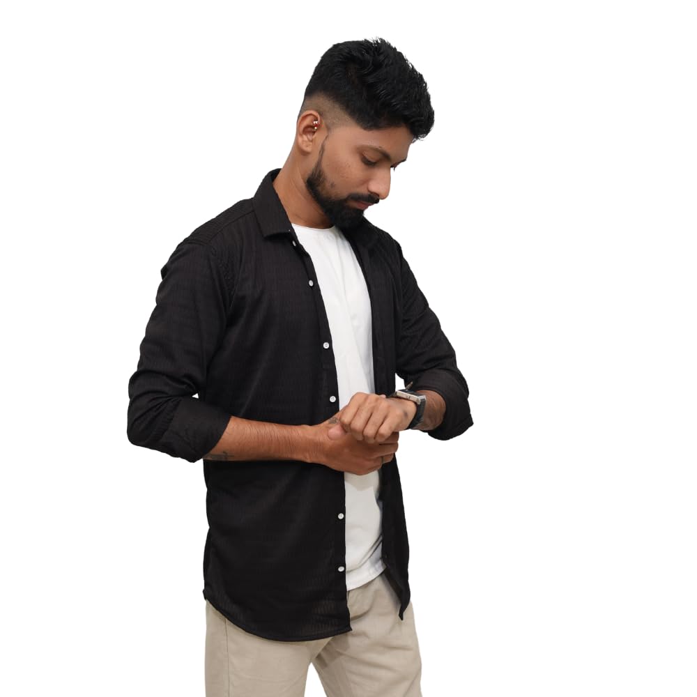 Look Me Apparel Men Solid Black Formal Shirt | Full Sleeve | Smart Fit-picture-24
