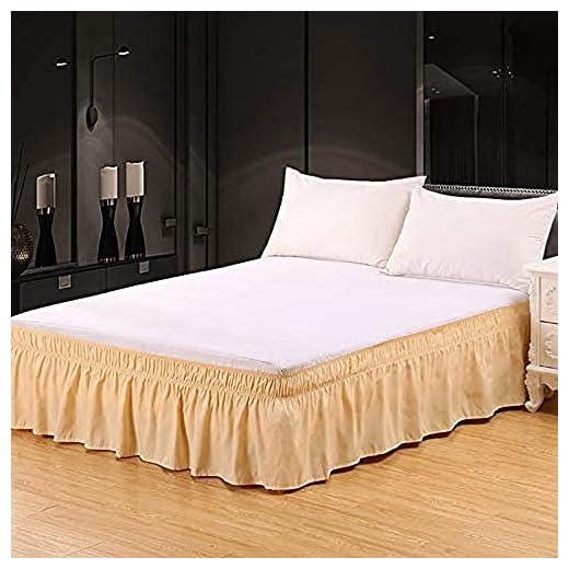 LIUJYAO Omlottkjol, volangad enfärgad sängkjol för tvilling/drottning/king-säng, elastisk sängkappa med 38 cm hängande volanger, guldrottning: 15 x 20 + 15 tum