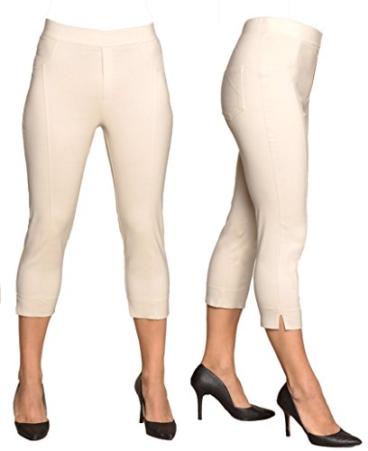 LIOR PARIS Rosie Slim Fit Capri Featuring Functional Back Pockets, Pull on Waist, and Top Stitching Details