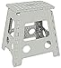 Produktbild Deco4Me XL Tritthocker klappbar 40 cm hoch, belastbar bis 150 kg, 1 Stufe, rutschfest - Faltbarer Klapphocker für Auto, Camping, Garten, Kinder, Pferd, Werkstatt - Hellgrau
