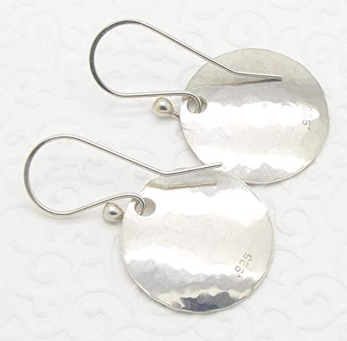 Sterling Silver Hammered Disc Earrings In Small 3/4 Inch Dish Shape #TOP4