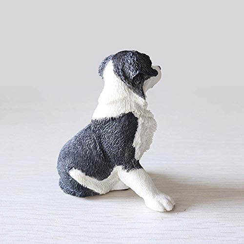Simulation de chien Border Collie assis et figurines d'animaux en résine