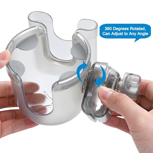 Image of Accmor 2-in-1 Wheelchair Cup Holder, Walker Cup Holder with Phone Holder, Universal Drinks Holder for Stroller, Rollator, Scooter, Walker, Wheelchair Accessory