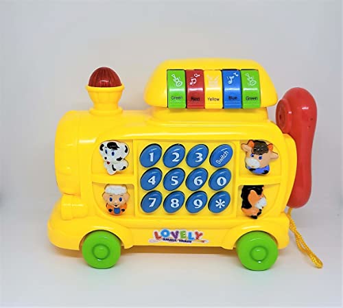 Homespired® Juguete educativo temprano para niños con alfabeto, números, colores, animales, etc. Juguete de aprendizaje preescolar con luz y sonido (amarillo) Cover