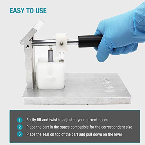 Sharrb Arbor Press For Empty Oil Cartridges – Rounded And Flat Tips – Compatible With 1Ml And 0.5Ml Cartridges – Premium Durable Materials – Tank Capping Machine – Perfect Seal #TOP3