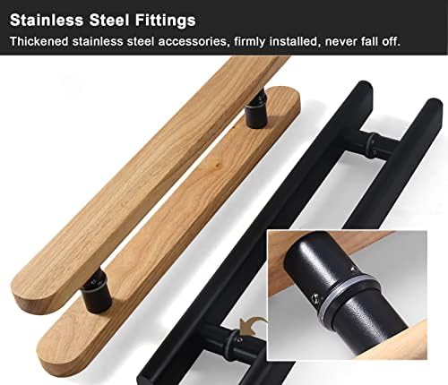 Rustic Solid Wood Glass Door Handle Set - Two Sided Modern Sliding Barn & Sauna Door Pull Push Handles for Indoor/Outdoor Use