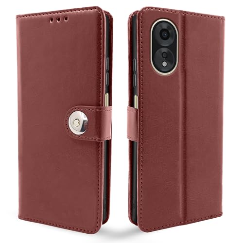 Image of Pikkme Oppo A38 4G / Oppo A18 4G Flip Cover Leather Finish | Wallet Stand and Shock Proof | Inside TPU with Card Pockets | Complete Protection Button Flip Case (Brown)