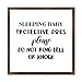 WengBeauty Sleeping Baby Protective Dogs Please Do Not Ring Bell Or Knock Sign Wood Framed Sign Wall Art Plaque Sign for Home Wall Decor 12 x 12 Inch