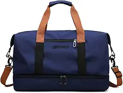Bolsa de viagem portátil bolsa de bagagem de viagem de curta distância de grande capacidade leve separação seca e molhada bolsa de fitness esportiva (Azul marinho)