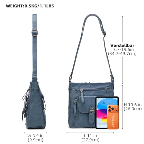 Image of Crossbody Bags for Women Medium PU Leather Multi Pocket Shoulder Purses