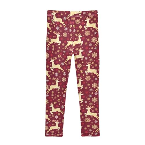 senya Girls Printed Leggings Yoga Pants Snowflake Deer Pattern for Kids in 4t to 10 Years, 4T2