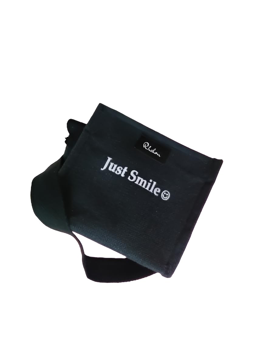 RHELON Just Smile Printed Mini Luxury Black Jute Sling Bag for Women/Girls, 48 Inch Long Crossbody Strap, Inner Zipper Pocket, Crossbody bag, Black and White, College Bag, Travel Bag, Handmade Gifting (B0CWPB3DJB) Amazon Price History, Amazon Price Tracker