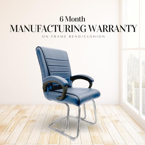 Image of activa Executive Office Visitor Chair | Ergonomic Relax Chair for Study, Home, Reception| Comfortable Cushioned Seat Back, Double Pipe Frame with Arm Rest Guest Seating (1, Grey, Regal)
