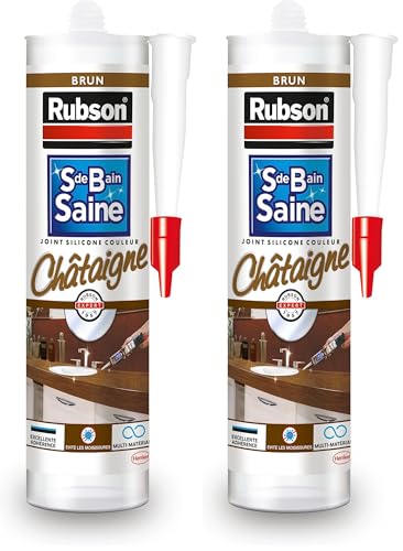 Mastic silicone marron Rubson joint sanitaire étanche anti-moisissure douche et baignoire 280ml