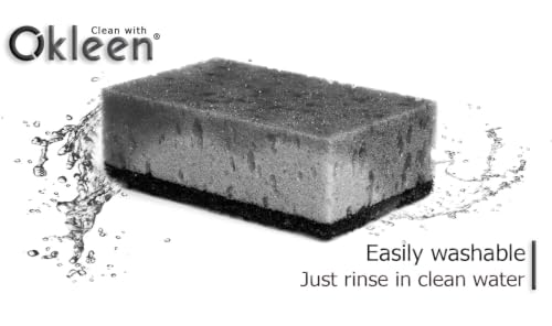 Image of Grey Multi Use Scrub Sponges. Made in Europe. 9 Pack, 4.3x2.8x1.4 inches. Best Odorless Durable Heavy Duty Scrubber for Kitchen and Household Cleaning