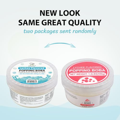 Image of Soeos Lychee Popping Boba Pearls, 1.2 lbs(550g)