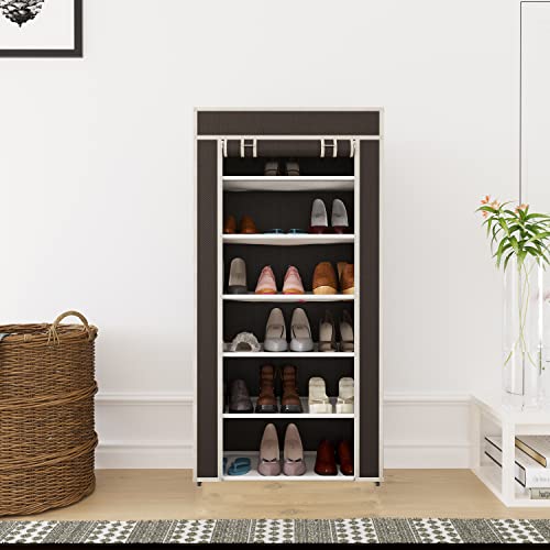 Image of Maison & Cuisine Shoe Cabinet Rack Light Weight Foldable Shelves Storage Organizer for Home (6 Layer, Brown)