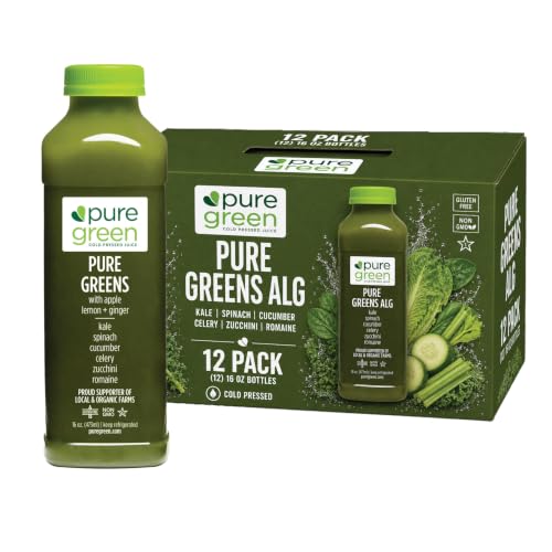 Pure Green Cold Pressed Green Juice – 12 Bottles 16oz | Daily Sup...