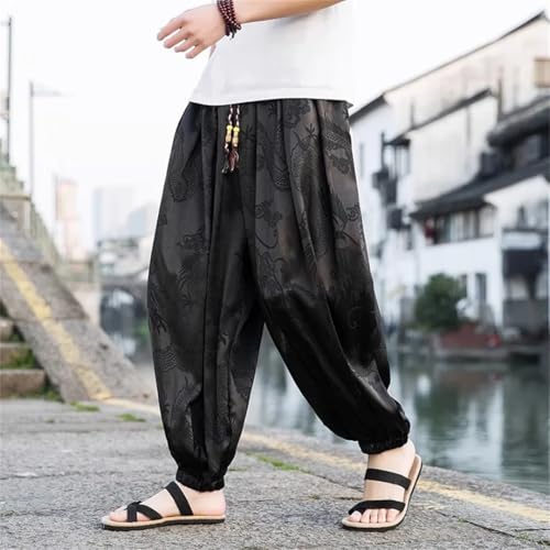 Men Silk Hippie Gypsy Boho Loose Pants Harem Pants Women Yoga Pants Home Casual Trousers2