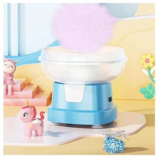 Cotton Candy Machine for Kids, Electric Cotton Candy Maker with Large Food Grade Splash-Proof Plate, Kids Favorite, for Home Birthday Family Party Gift, Includes 20 Bamboo Sticks & Sugar Scoop Blue