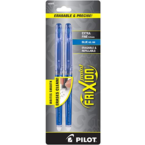 PILOT FriXion Point Erasable & Refillable Gel Ink Pens, Extra Fine Point, Blue Ink, 2-Pack (31577)
