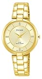 Bis zu 50 Meter wasserdicht Pulsar Quarz Damen-Uhr mit Goldauflage und Metallband PH8316X1