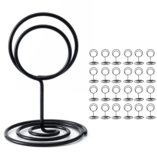 Image of Table Number Holders, 26PCS Place Card Holder, Photo Holder (2 inch Black) | Picture Holder, Cards Stand Name Menu Clips, Small Size Table Sign Card Holder for Centerpieces Wedding Birthday Party