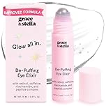 grace & stella Under Eye Brightener Roller - Airplane Travel Essentials - Travel Size Toiletries - Retinol & Caffeine Eye Serum for Puffiness, Dark Circles, Wrinkles - Vegan Skincare (15ml / 0.51floz)