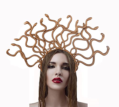 Faxianther Gold Snake Headband Halloween Costume Cosplay Headpiece Hair Hoop Scary Day Of The Dead Fancy Dress Party Masquerade Ball Snake Crowns Tiaras Hair Band - Image 4