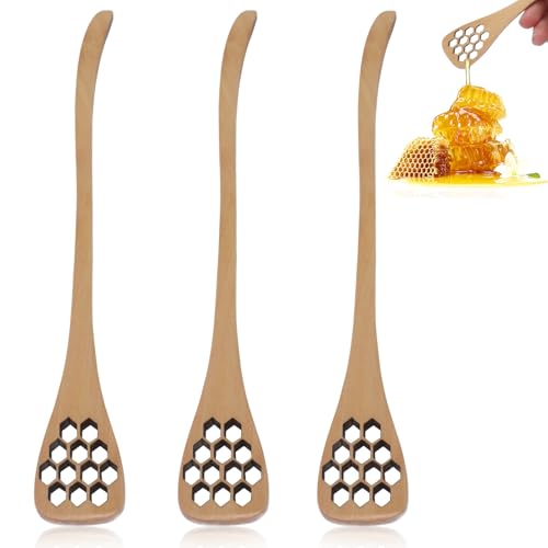 3pcs Honey Dipper Sticks, 7.3in Wooden Honey Mixing Stirrer Honey Dipper Sticks Wooden Honey Stirrer for Honey Jar Dispense Drizzle Honey Honey Sticks for Tea Honey Jam Jar Dispense(Khaki)