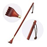 DQWGSS Volver Rascador de Madera portátil con el Real de Cuero de Vaca Cuerda por un Instante Herramienta masajeador de Mano Alivio Picazón,Rojo