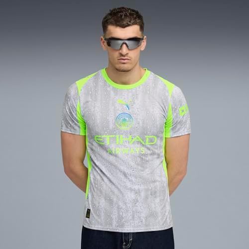 PUMA Erkek MCFC 3rd Jersey Replica Forma Cool Weather-Pro Green XS