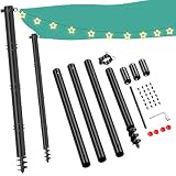 HAYOHRT 2 Pack 10Ft Shade Sail Poles with D-clamp Outdoor Sun Shade Cloth Pole Kit Heavy Duty Metal Post for Sun Shade Sail String Light Garden Yard Backyard Ground Grassland