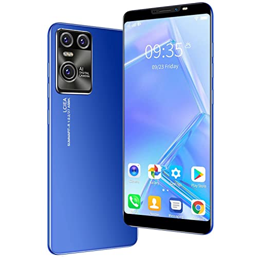 无 Smartphone Débloqué Pas Cher 3G Dual SIM, 5.5 Pouces, Android OS, Caméra 5MP+5MP, 4Go ROM (Extensible à 128 Go),Téléphone Portable (S10-Blue)