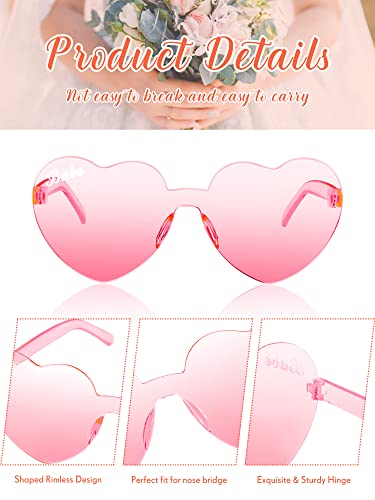 Konohan 12 Pairs Heart Shaped Sunglasses Rimless Bride Sunglasses Transparent Heart Glasses Bachelorette Holiday Party Favor3