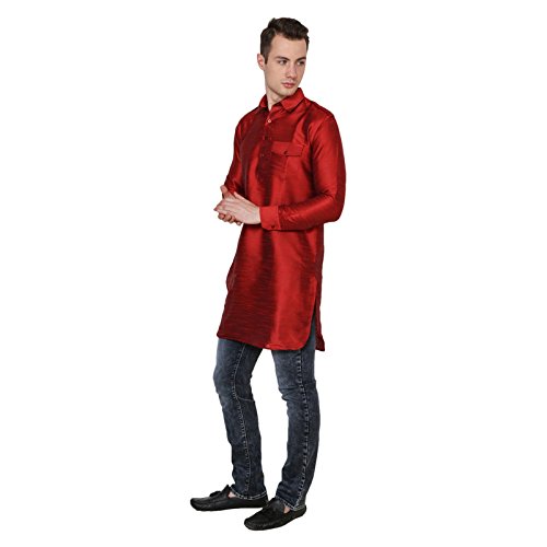 Vestido Pathani Kurta para hombre túnica india tradicional Diwali en color liso