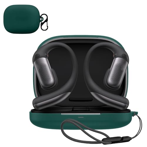 For Shokz OpenFit Pro �p �P�[�X �J�o�[ �yNOUKAJU�z ���C�����X �C���[�z�� �V���R�� �ی�P�[�X �i�J���r�i�t��+�X�g���b�v�t�� �j �����h�~ �L�Y�h�~ �ϏՌ� �����[�d�\ �h�� �h�o (�O���[��)