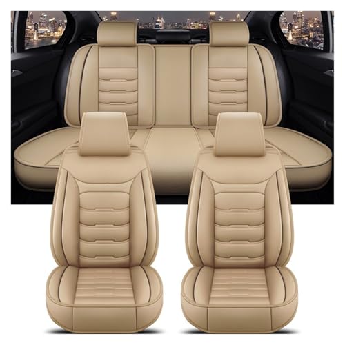 SANCAK Funda Asientos Coche Funda Universal para Asientos Coche para Peugeot 206 para 307SW 308 407 408 508SW 208 2008 3008 4008 5008 Accesorios Interiores(E Beige 5 Seat)