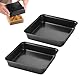 Penbinmall Quadratisch Auflaufform 2er Set, Edelstahl Brownie Kuchenform Eckig mit Antihaftbeschichtet, Perfekt für Lasagne Brownie Kuchen, Ungiftig, Leicht zu reinige, 22x22x5cm