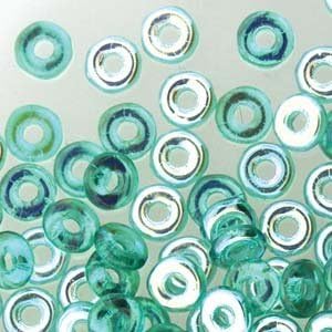 Czech O-beads 3.8 X 1 mm Emerald Green AB 8.1g